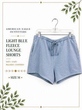 American Eagle Light Blue Fleece Lounge Shorts Size M